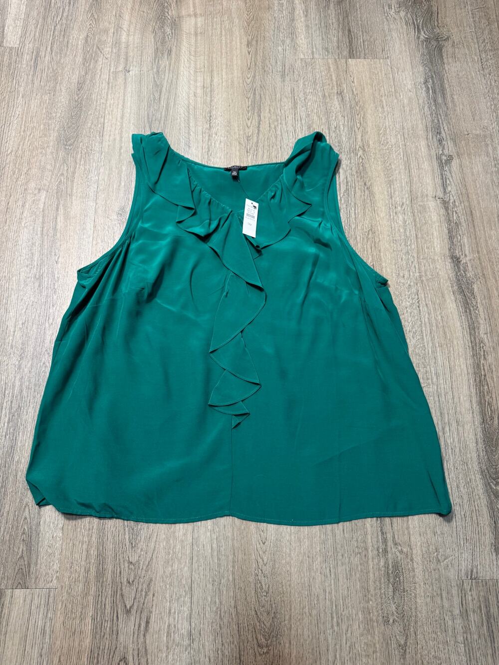 Talbots Women's Emerald Green Ruffle Front Sleeveless Camisole